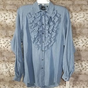 Vintage Liz Wear ruffled top, sz S, cottagecore